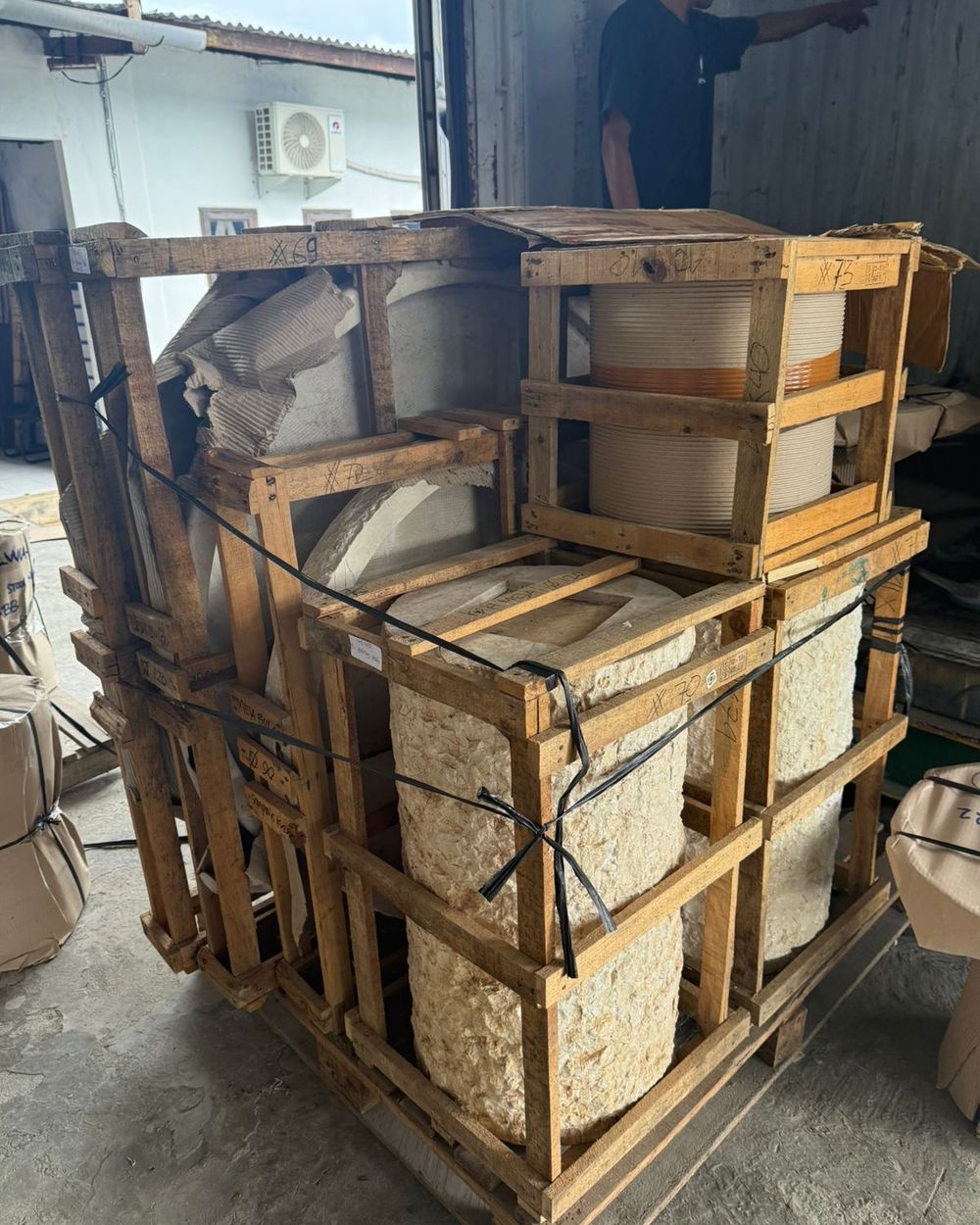 Furniture protected in wooden crates