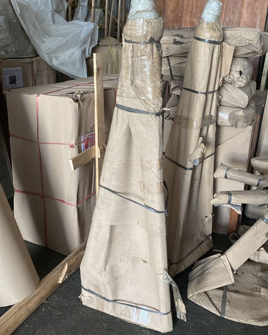 Belongings wrapped for a move
