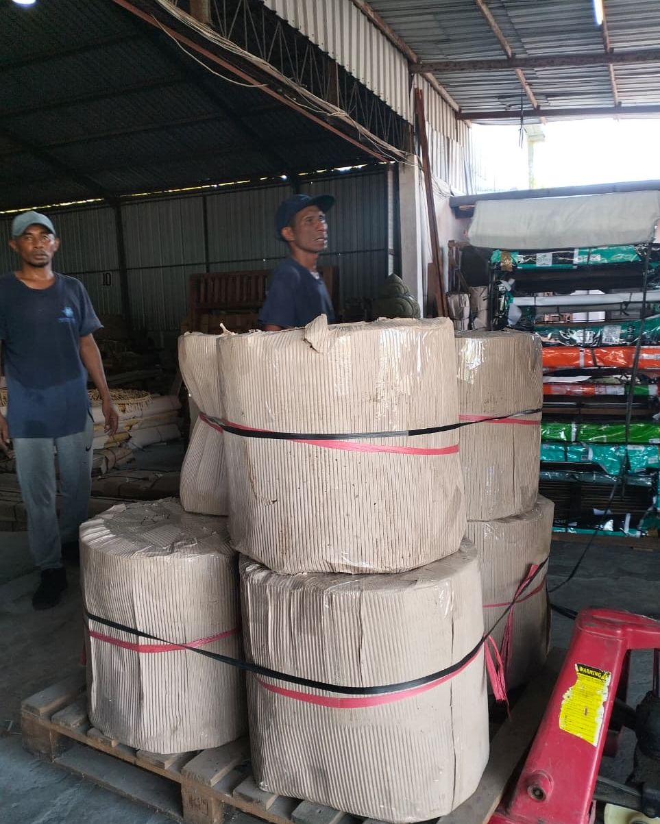 Wrapped rolls on a pallet